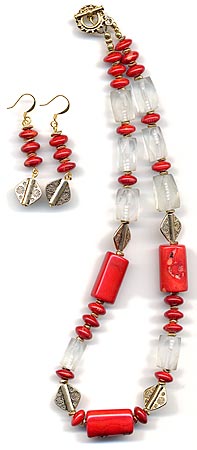 coral glass necklace