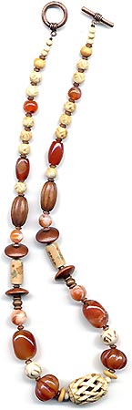 Chinese Red Agate & Bone necklace